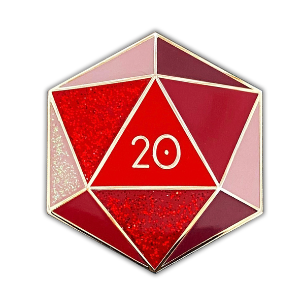 Garnet d20 - January birthstone - D&D/RPG enamel pin