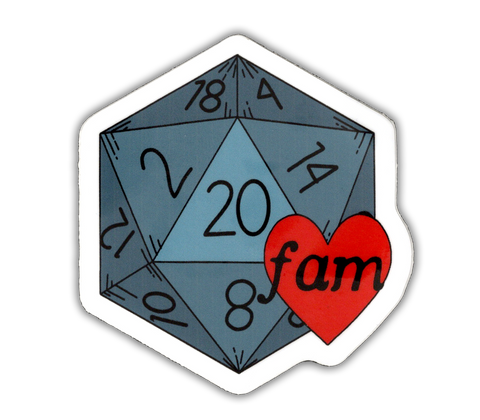 Nat20 Fam - D&D vinyl sticker - waterproof, UV-proof