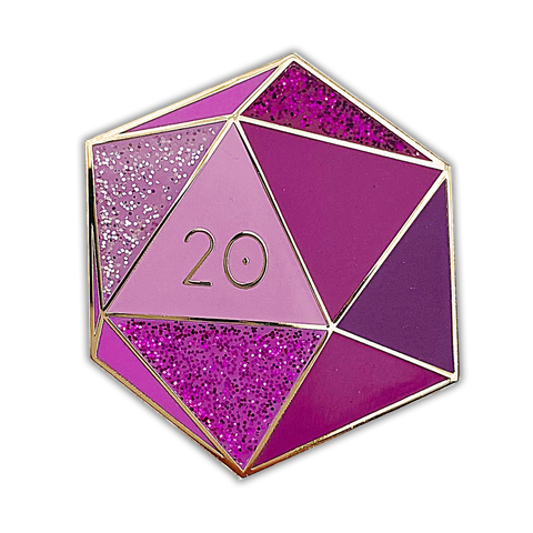 Amethyst d20 - February birthstone - D&D/RPG enamel pin