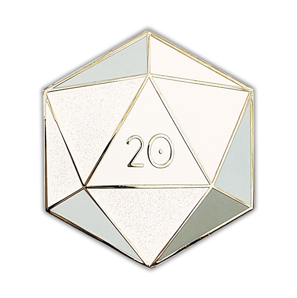 Diamond d20 - April birthstone - D&D/RPG enamel pin