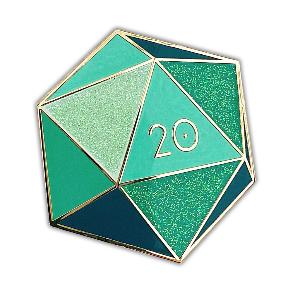 Alexandrite d20 - June birthstone - D&D/RPG enamel pin