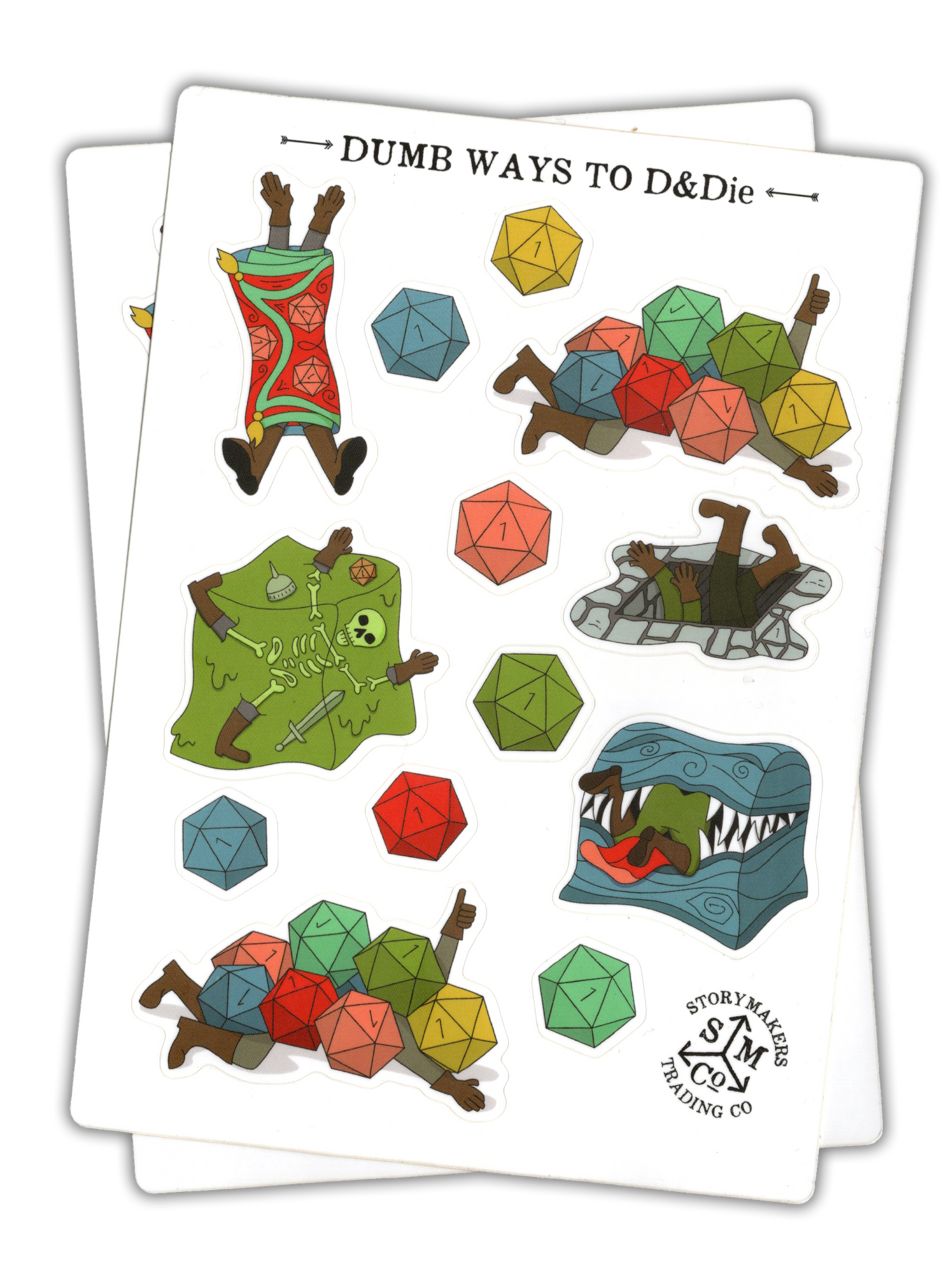 Dumb Ways to D&Die 5"x7" vinyl sticker sheet