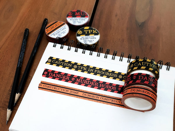 Caution - Murders Hobos - Washi Tape - for world builders, RPG, D&D, fantasy lovers and more!