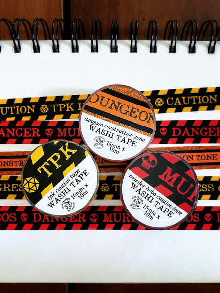 Caution - Murders Hobos - Washi Tape - for world builders, RPG, D&D, fantasy lovers and more!