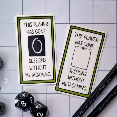 Metagaming sticker - D&D vinyl sticker for Dungeons and Dragons, dungeon master, rug player - waterproof, UV-proof