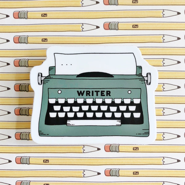 for the Writers - vintage typewriter vinyl sticker - waterproof, UV-proof