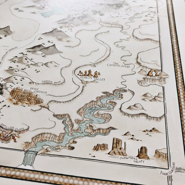 Utah Map - Hand-drawn fantasy map of Utah - 11x14  or 16x20 print