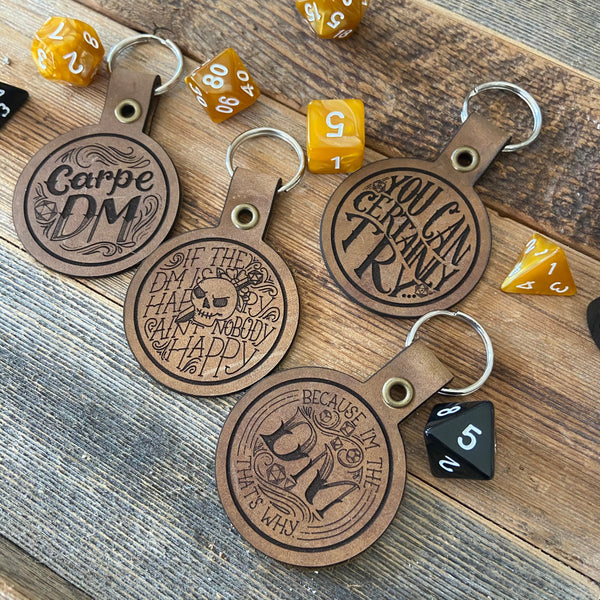 If the DM is Happy...  - Engraved Genuine Leather Keychain