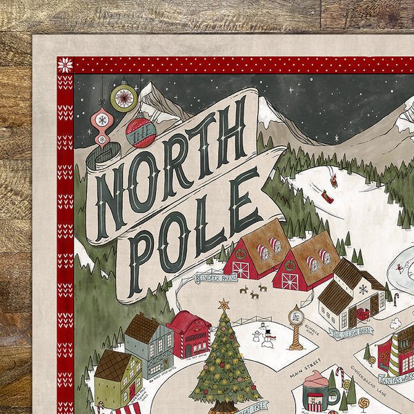North Pole Fantasy Map - Hand-drawn fantasy map of the North Pole - 11x14  or 16x20 print
