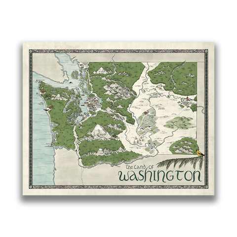 Washington Map - Hand-drawn fantasy map of Washington