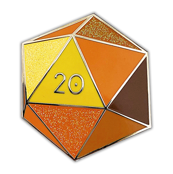 Topaz d20 - November birthstone - D&D/RPG enamel pin