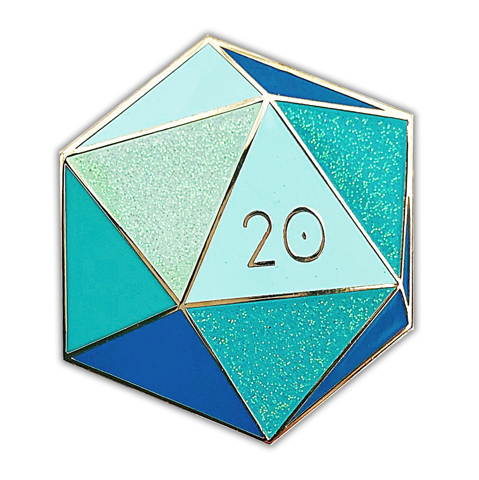 Zircon d20 - December birthstone - D&D/RPG enamel pin