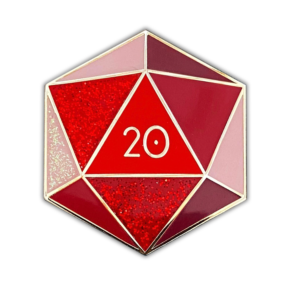 Garnet d20 - January birthstone - D&D/RPG enamel pin