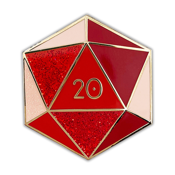 Ruby d20 - July birthstone - D&D/RPG enamel pin