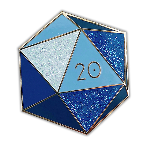 Sapphire d20 - September birthstone - D&D/RPG enamel pin