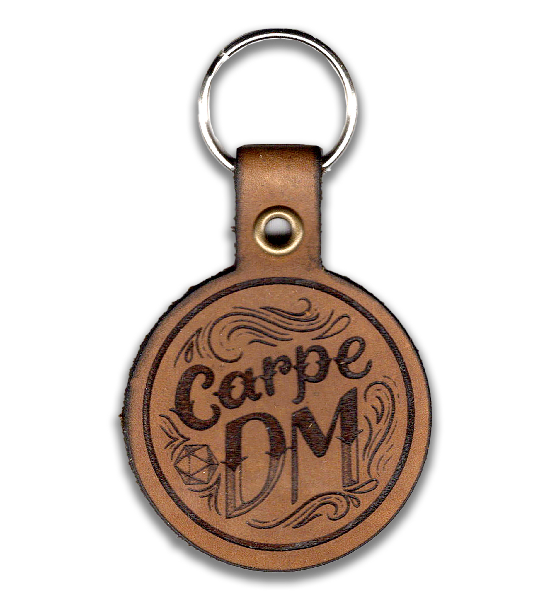 Carpe DM - Dungeon Master Engraved Genuine Leather Keychain for D&D Lovers