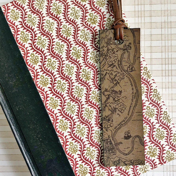 Fantasy Map Bookmark - Engraved Genuine Leather
