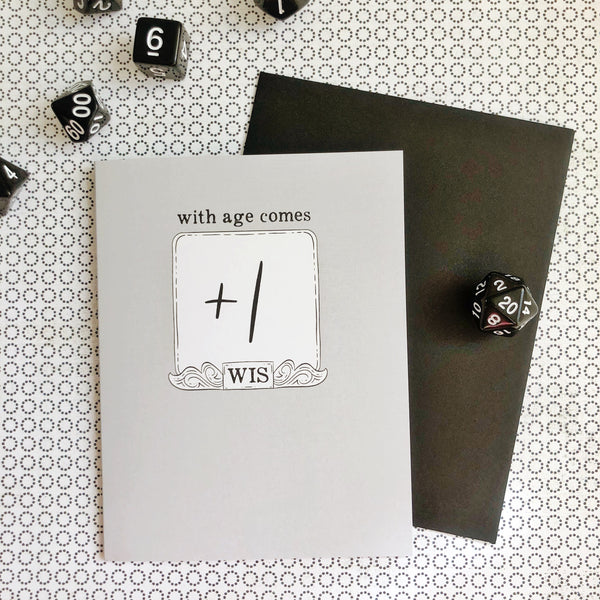 With age comes +1 WIS - D&D/RPG birthday card
