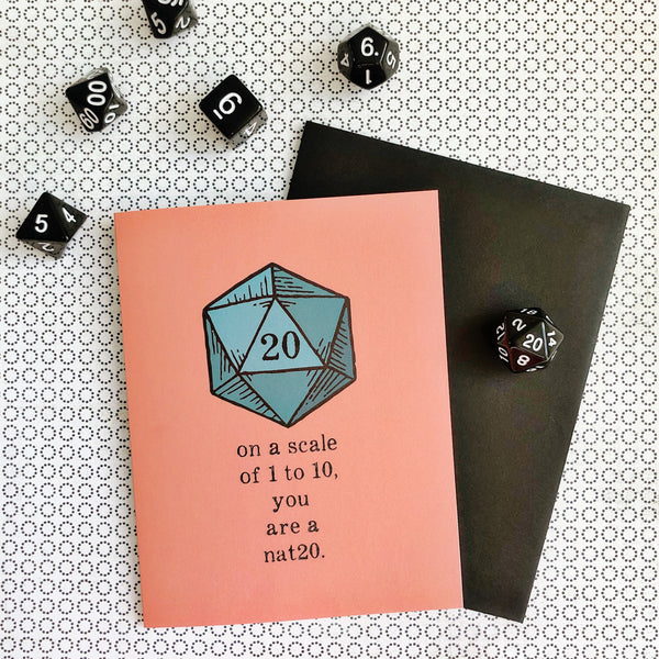 You are a nat20 - D&D/RPG Thank You/Love/Friendship card