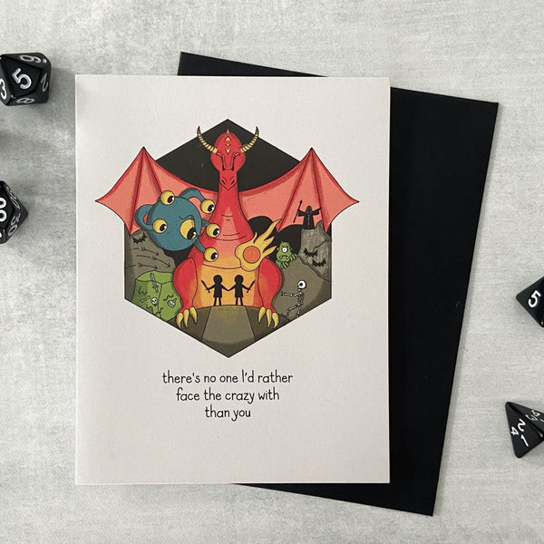 Face the Crazy Together - D&D/RPG friendship/love card