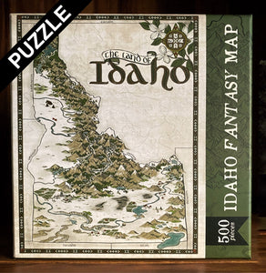 Box containing 500 piece Idaho map puzzle
